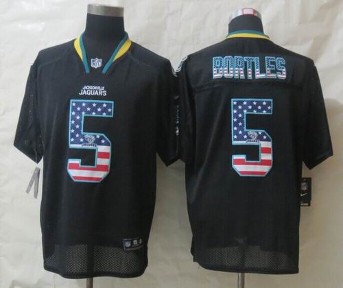 2014 Nike Jacksonville Jaguars 5 Bortles USA Flag Fashion Black Elite Jerseys