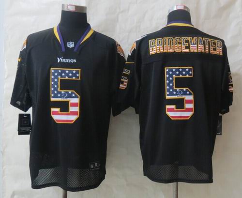 2014 Nike Minnesota Vikings 5 Bridgewater USA Flag Fashion Black Elite Jerseys
