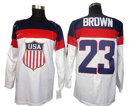 2014 Olympic Team USA #23 Dustin Brown white jerseys