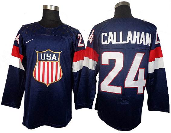 2014 Olympic Team USA #24 Callahan navy blue jerseys