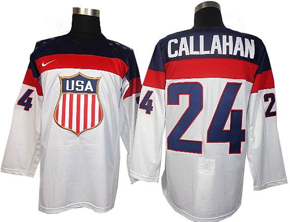 2014 Olympic Team USA #24 Callahan white jerseys