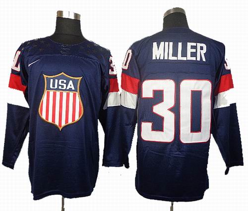 2014 Olympic Team USA #30 Ryan Miller Navy Blue jerseys