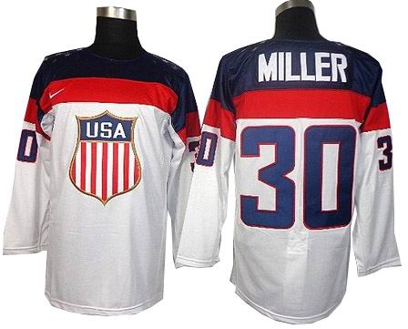 2014 Olympic Team USA #30 Ryan Miller white jerseys