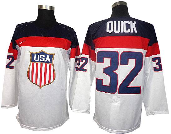 2014 Olympic Team USA #32 jonathan Quick white jerseys