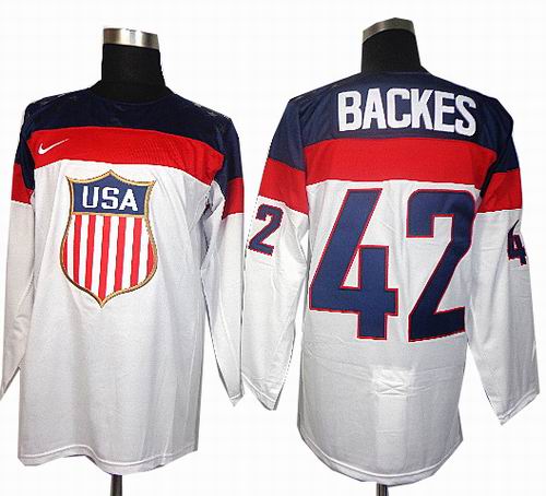 2014 Olympic Team USA #42 David Backes white jerseys