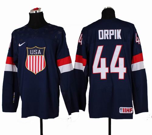 2014 Olympic Team USA #44 Brooks Orpik navy blue jerseys