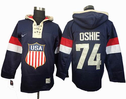 2014 Olympic Team USA #74 TJ Oshie Navy Blue hoody