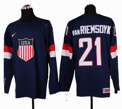 2014 Olympic Team USA 21# James van Riemsdyk navy blue jerseys