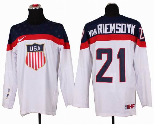2014 Olympic Team USA 21# James van Riemsdyk white jerseys