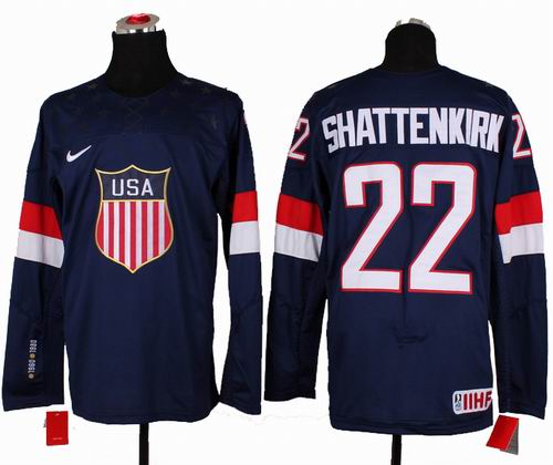 2014 Olympic Team USA 22# Kevin Shattenkirk navy blue jerseys