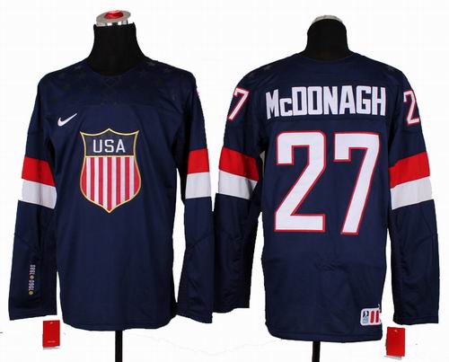 2014 Olympic Team USA 27# Ryan McDonagh navy blue jerseys
