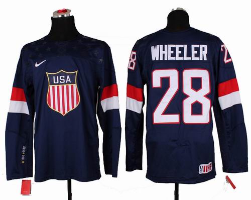 2014 Olympic Team USA 28# Blake Wheeler navy blue jerseys