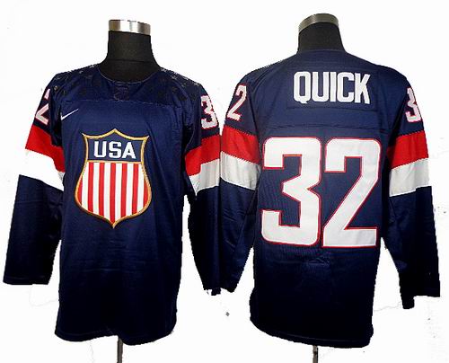 2014 Olympic Team USA 32# Jonathan Quick Navy Blue jerseys