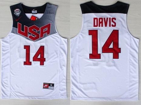 2014 USA Dream Team 14 Anthony Davis White Basketball Jerseys