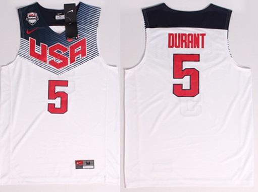 2014 USA Dream Team 5 Kevin Durant White Basketball Jerseys