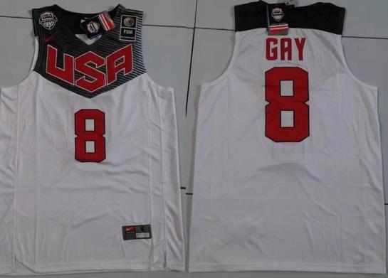 2014 USA Dream Team 8 Rudy Gay White Basketball Jerseys