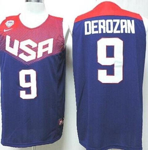 2014 USA Dream Team 9 DeMar DeRozan Bllue Basketball Jerseys