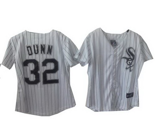 2014 Women Chicago White Sox 32# Dunn White black strip Jerseys