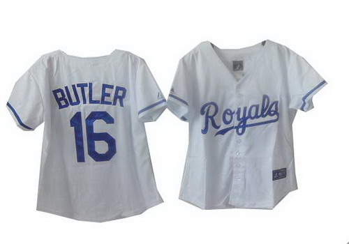 2014 women Kansas City Royals #16 Billy Butler white jersey