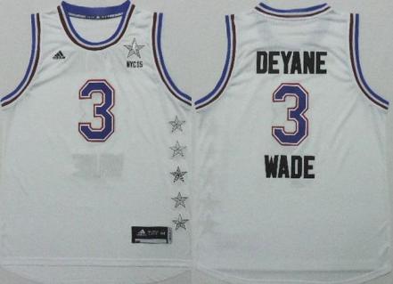 2015 NBA All-Star Eastern Conference Miami Heat 3 Dwyane Wade White NBA Jersey