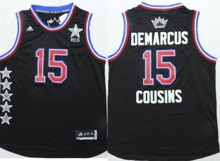 2015 NBA All-Star Western Conference Sacramento Kings 15 DeMarcus Cousins Black NBA Jersey
