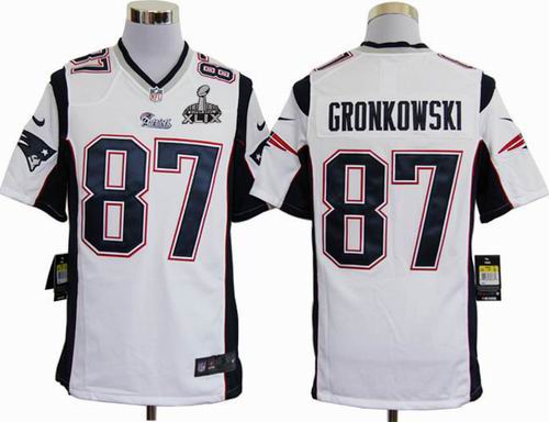 2015 Super Bowl XLIX Jersey 2012 Nike New England Patriots 87# Rob Gronkowski white game Jersey