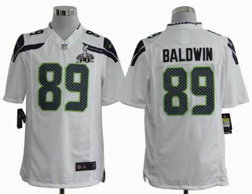 2015 Super Bowl XLIX Jersey 2012 Nike Seattle Seahawks #89 Doug Baldwin White game Jersey