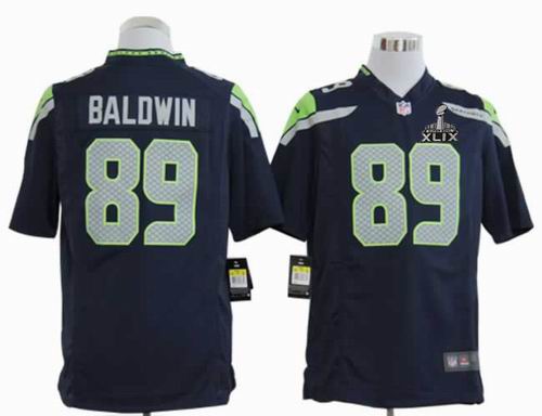 2015 Super Bowl XLIX Jersey 2012 Nike Seattle Seahawks #89 Doug Baldwin game Team Color Jersey