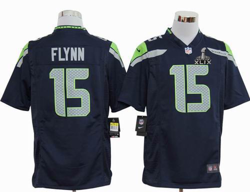 2015 Super Bowl XLIX Jersey 2012 Nike Seattle Seahawks 15# Matt Flynn blue Game Jersey