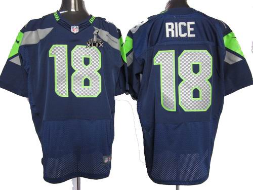 2015 Super Bowl XLIX Jersey 2012 Nike Seattle Seahawks 18# Sidney Rice Elite team Color Jersey