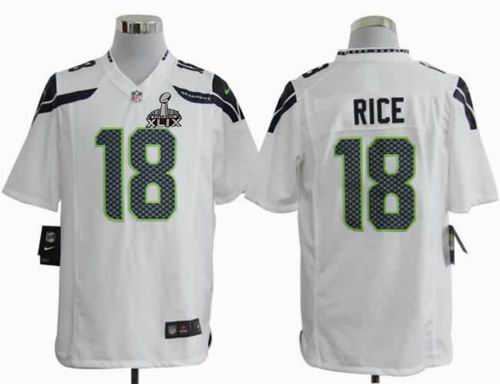 2015 Super Bowl XLIX Jersey 2012 Nike Seattle Seahawks 18# Sidney Rice Game white Color Jersey