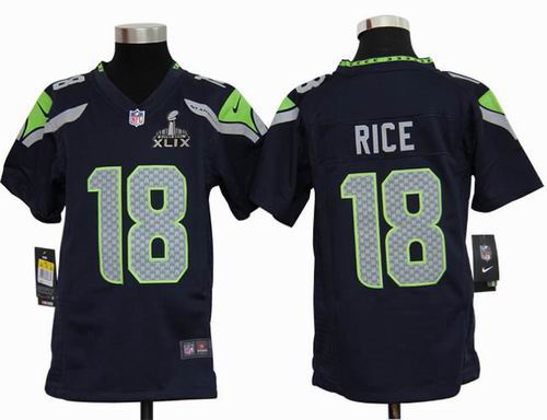 2015 Super Bowl XLIX Jersey 2012 Nike Seattle Seahawks 18# Sidney Rice team Color Game Jersey