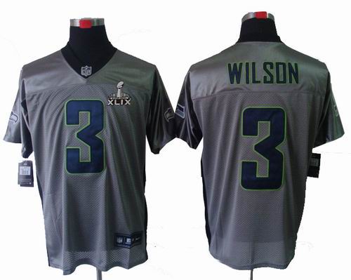 2015 Super Bowl XLIX Jersey 2012 Nike Seattle Seahawks 3# Russell Wilson Gray shadow elite jerseys