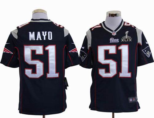 2015 Super Bowl XLIX Jersey 2012 nike New England Patriots #51 Jerod Mayo blue game jerseys