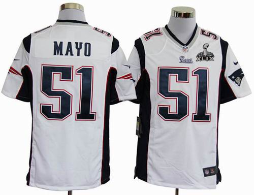 2015 Super Bowl XLIX Jersey 2012 nike New England Patriots #51 Jerod Mayo white game jerseys