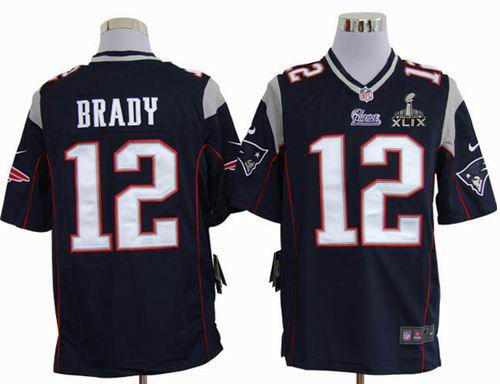 2015 Super Bowl XLIX Jersey 2012 nike New England Patriots 12# Tom Brady blue game jerseys