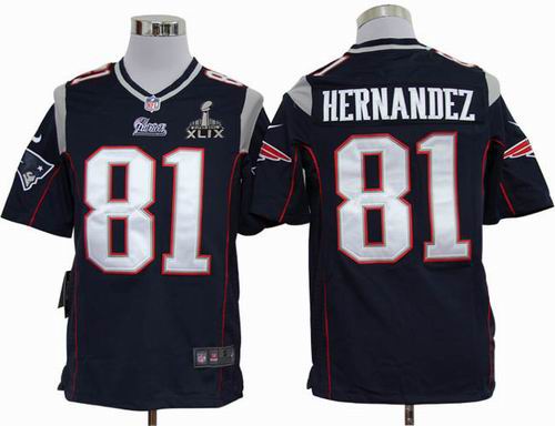 2015 Super Bowl XLIX Jersey 2012 nike New England patriots #81 Hernandez blue game Jerseys