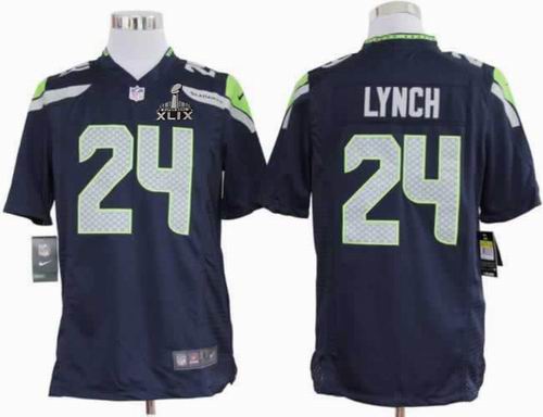 2015 Super Bowl XLIX Jersey 2012 nike Seattle Seahawks 24# Marshawn Lynch Game Team Color Jersey