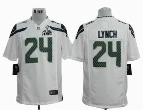 2015 Super Bowl XLIX Jersey 2012 nike Seattle Seahawks 24# Marshawn Lynch Game white Color Jersey