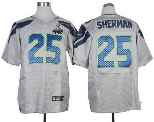 2015 Super Bowl XLIX Jersey 2014 Nike Seattle Seahawks 25# Richard Sherman grey elite Jersey