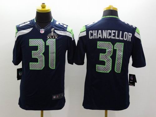 2015 Super Bowl XLIX Jersey 2014 Nike Seattle Seahawks 31# Kam Chancellor blue Limited jersesy