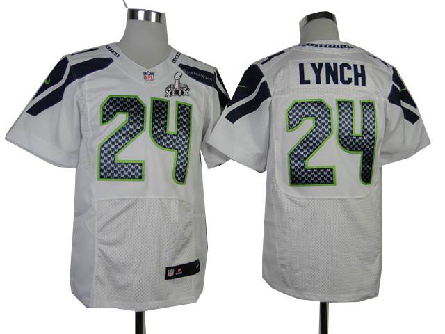 2015 Super Bowl XLIX Jersey 2014 nike Seattle Seahawks 24# Marshawn Lynch white elite Jersey
