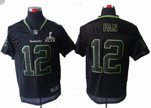 2015 Super Bowl XLIX Jersey Nike 2012 Nike Seattle Seahawks 12th Fan Lights Out Black elite Jersey