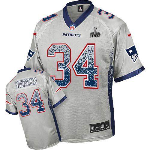 2015 Super Bowl XLIX Jersey Nike New England Patriots #34 Shane Vereen Grey Elite Drift Fashion Jersey