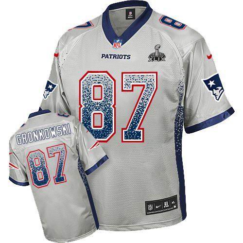 2015 Super Bowl XLIX Jersey Nike New England Patriots #87 Rob Gronkowski Grey Elite Drift Fashion Jersey