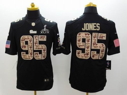2015 Super Bowl XLIX Jersey Nike New England Patriots #95 Chandler Jones Limited Black Salute To Service Jersey