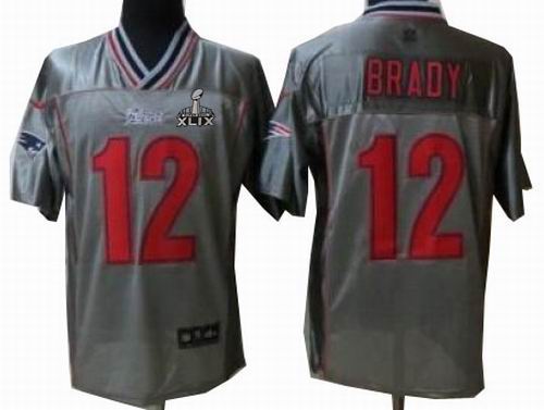 2015 Super Bowl XLIX Jersey Nike New England Patriots 12# Tom Brady Elite Grey Vapor Jersey