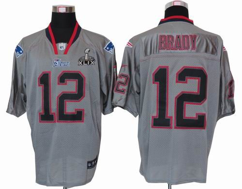 2015 Super Bowl XLIX Jersey Nike New England Patriots 12# Tom Brady Lights Out grey elite Jersey
