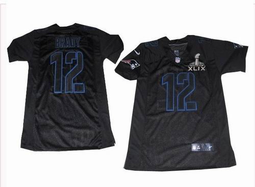 2015 Super Bowl XLIX Jersey Nike New England Patriots 12# Tom Brady black elite jerseys