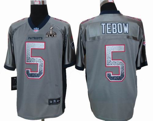 2015 Super Bowl XLIX Jersey Nike New England Patriots 5 tim tebow Grey Elite Drift Fashion Jersey
